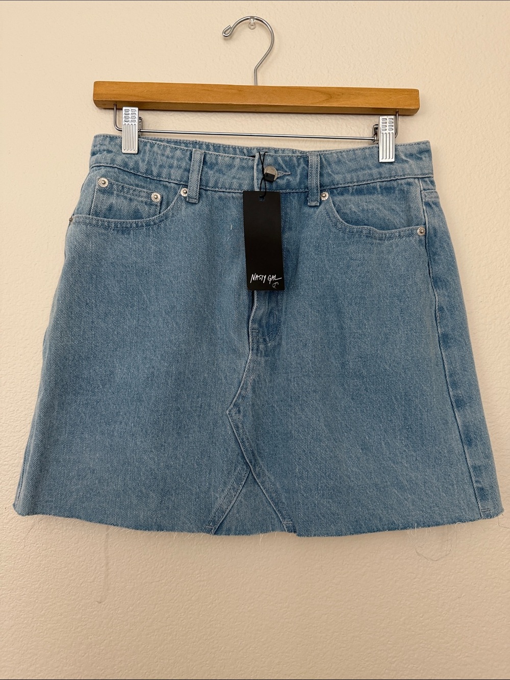 Nasty Gal Light Blue Denim Mini Skirt 8